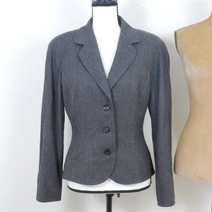 Escada Charcoal Gray Three Button Classic Long Sleeve SZ 40/US 6 Blazer